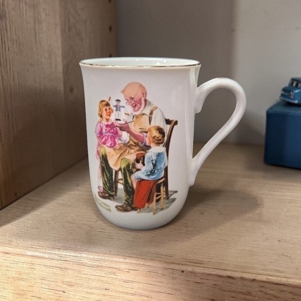 Norman Rockwell "The Toymaker" Gold Rim Mug, Replacement Collectible Drinkware